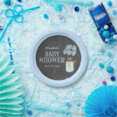メイスンジャールシャルボードルックボードブルードットベビーシャワー ペーパープレート (パーティー)
