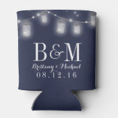 メイスンジャールストリングライツネイビーブルー結婚ズ 缶クーラー (裏面)