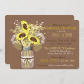 メイスンジャールヒマワリーバーラップ素朴ブライダルシャワー 招待状 (正面/裏面)