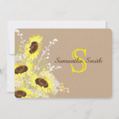 メイスンジャールヒマワリーバーラップ素朴ブライダルシャワー 招待状 (裏面)