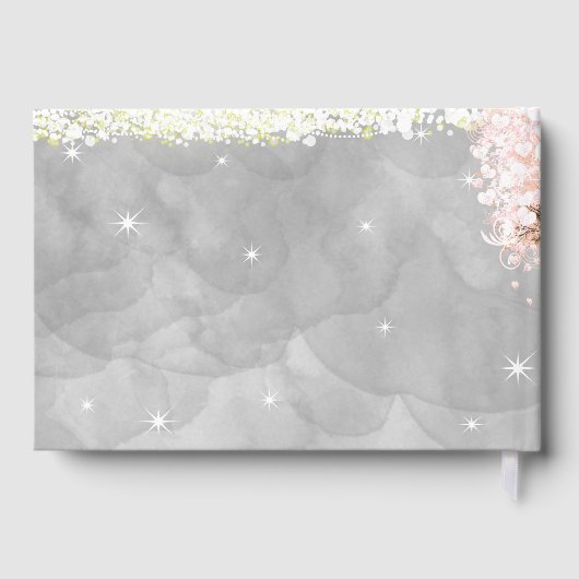 メイスンジャールピンクハートリーフの木の灰色の水色 ゲストブック (裏面)