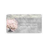 メイスンジャールピンクハートリーフの木の灰色の水色 ラベル (正面)