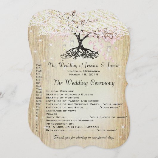 メイスンジャールピンクローズ金ゴールドハートリーフツリープログラム プログラム (正面/裏面)