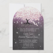 メイスンジャールピンク&パープルチョークボードハートリーフツリー 招待状 (正面)