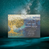 メイスンジャールフェアユタールブルーオプレンス&金ゴールド結婚ズ 招待状