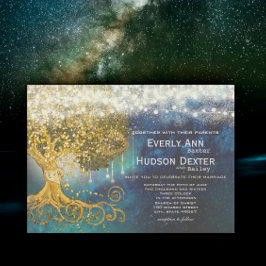 メイスンジャールフェアユタールブルーオプレンス&金ゴールド結婚ズ 招待状