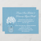 メイスンジャールブルーとホワイトフローラ披露宴のみ 招待状 (正面/裏面)