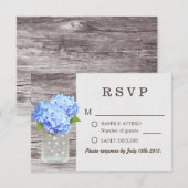 メイスンジャールブルーアジランゲアバーンウッドウェディングRSVP 出欠カード (正面/裏面)