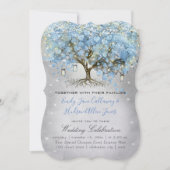 メイスンジャールブルーシルバーハートリーフツリー妖精ライト 招待状 (正面)