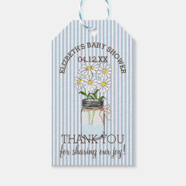 メイスンジャールブルーストライプの赤ちゃんシャワーありがとう ギフトタグ