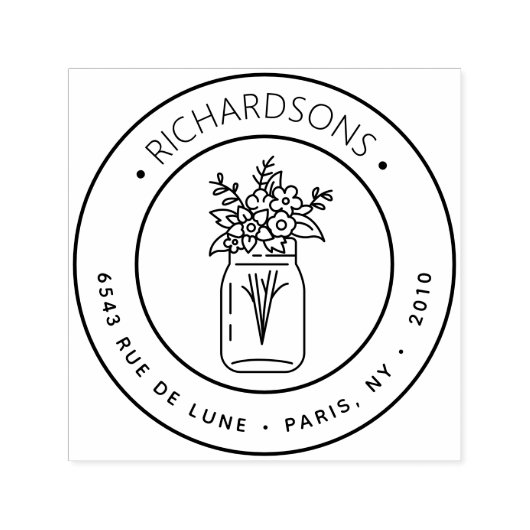 メイスンジャールブーケアイコン差出人住所 セルフインキングスタンプ (デザイン)