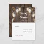 メイスンジャールホタル素朴ライツウェディングRSVP 出欠カード (正面/裏面)