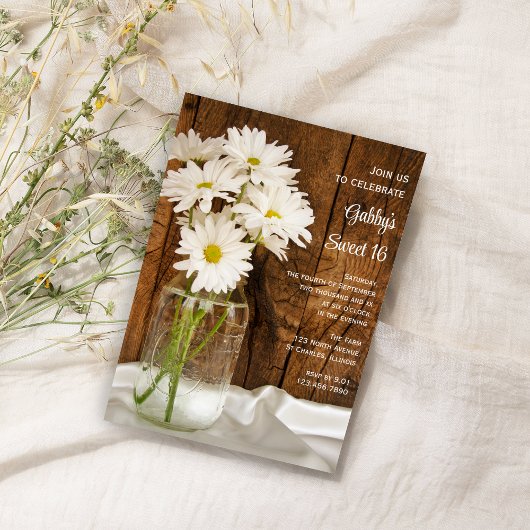 メイスンジャールホワイトデイジーズスウィート16誕生日パーティー 招待状