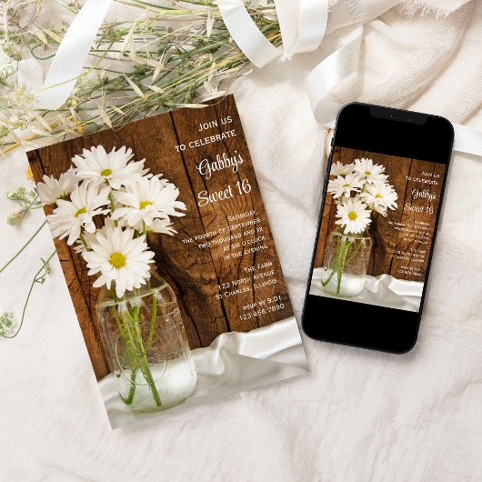 メイスンジャールホワイトデイジーズスウィート16誕生日パーティー 招待状