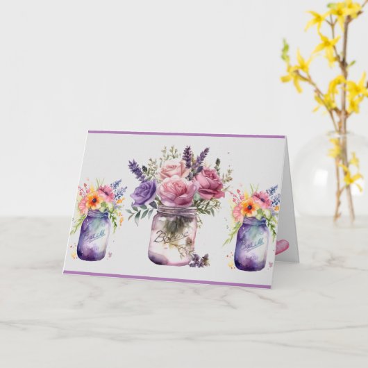 メイスンジャールメロディ – カスタマイズ可能な母の日用カード カード (黄色い花)
