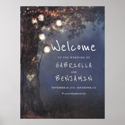 メイスンジャールライツツリー結婚のウェルカムサイン ポスター (正面)