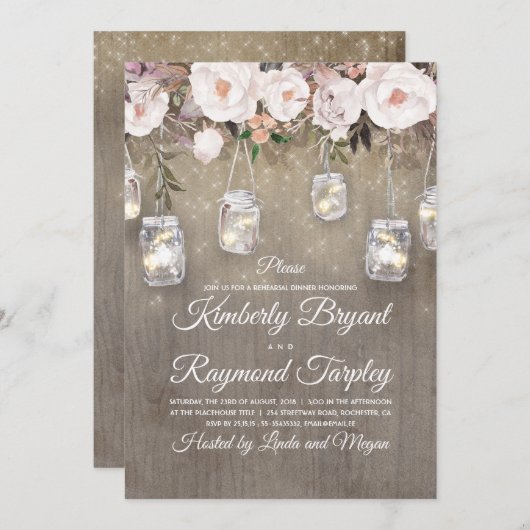 メイスンジャールライツフローラ素朴リハーサルディナー 招待状 (正面/裏面)