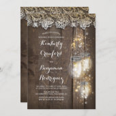 メイスンジャールライトとレース素朴リハーサルディナー 招待状 (正面/裏面)