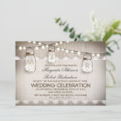 メイスンジャールライト – バーラップ素朴レース結婚ズ 招待状 (スタンド正面)