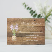 メイスンジャールラベンダーウェディングRSVPカード 出欠カード (スタンド正面)