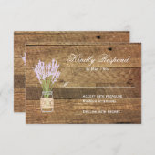 メイスンジャールラベンダーウェディングRSVPカード 出欠カード (正面/裏面)