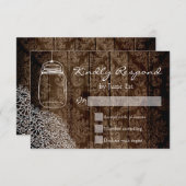 メイスンジャールレースバーンウッドウェディングRSVPカード 出欠カード (正面/裏面)