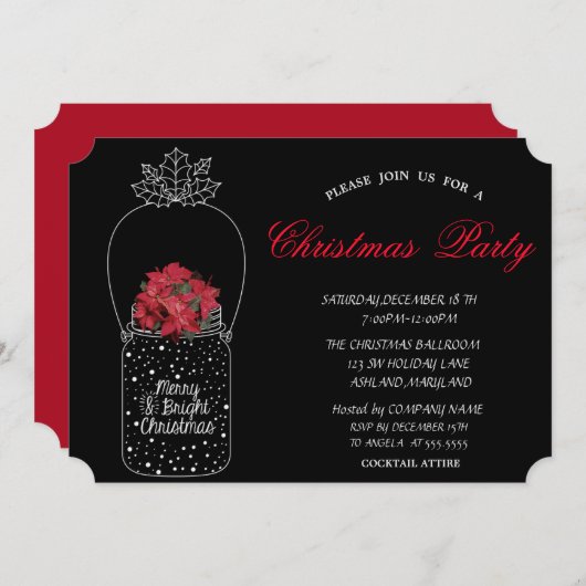 メイスンジャール企業のクリスマスパーティー 招待状 (正面/裏面)