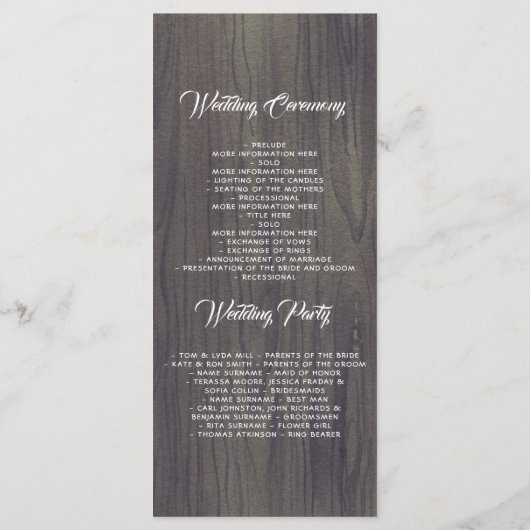 メイスンジャール海軍の花素朴結婚式 プログラム (裏面)