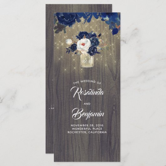 メイスンジャール海軍の花素朴結婚式 プログラム (正面/裏面)