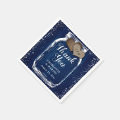 メイスンジャール海軍ブルー冬の結婚式ありがとう スタンダードカクテルナプキン (角)