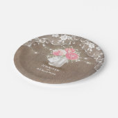 メイスンジャール牡丹レースとバーラップ結婚ズ ペーパープレート (アングル)