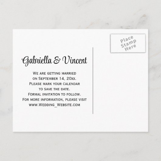 メイスンジャール白デイジーバーンドウェディング日付を保存 案内ポストカード (裏面)