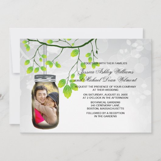 メイスンジャール結婚アウトドアテンプレート 招待状 (正面)