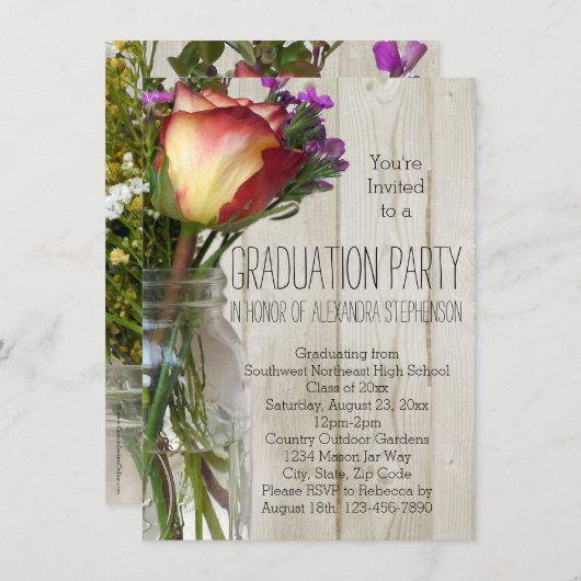 メイスンジャール花花卒業式パーティー 招待状 (正面/裏面)