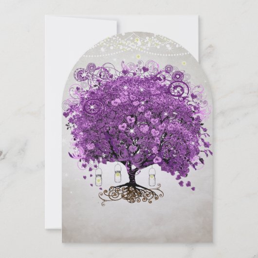 メイスンジャール輝くパープル結婚ズ 招待状 (裏面)