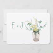 メイスンジャール野生の花のセージとマスタードイエロー 招待状 (裏面)