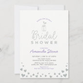 メイスンジャール、シルバーグリッター&パープルブライダルシャワー 招待状 (正面)