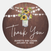 メイスンジャールBurgundyひまわりの結婚花をありがとう ラウンドシール (正面)