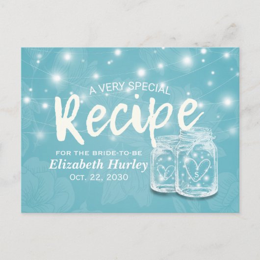 メイスンジャー弦光フローラブライダルシャワーレシピ インビテーションポストカード (正面)