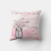 メイスンジャー水彩ピンク甘エンドウ豆 クッション (裏面)