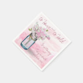 メイスンジャー水彩ピンク甘エンドウ豆 スタンダードカクテルナプキン (角)