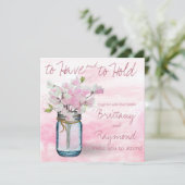 メイスンジャー水彩ピンク甘エンドウ豆 招待状 (スタンド正面)