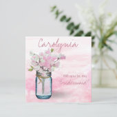 メイスンジャー水彩ピンク甘エンドウ豆 招待状 (スタンド正面)