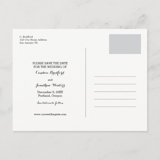 メイスンジャー水彩花の写真を保存する日付 案内ポストカード (裏面)