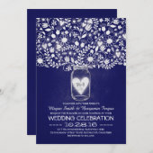 メイスンジャー王室のの花の青い結婚式 招待状 (正面/裏面)