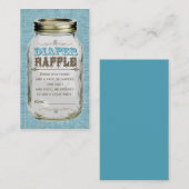 メイスンジャー男の赤ちゃんブルーおむつラッフルチケット エンクロージャーカード (正面/裏面)