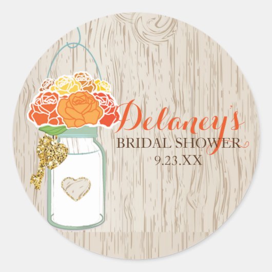 メイスンジャー秋グリッターブライダルシャワーシール ラウンドシール (正面)