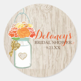 メイスンジャー秋グリッターブライダルシャワーシール ラウンドシール