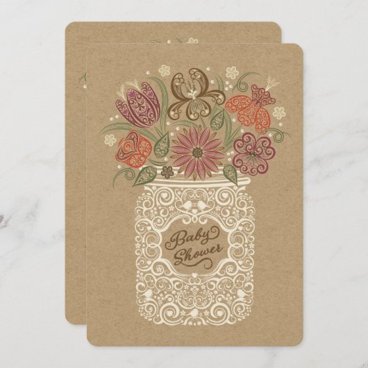 メイスンジャー秋ベビーシャワー招待状 招待状 (正面/裏面)