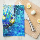 メイスンジャー稲妻バグ白熱［赤熱］光を放つホタルの青い黄色 キッチンタオル (四つ折り)